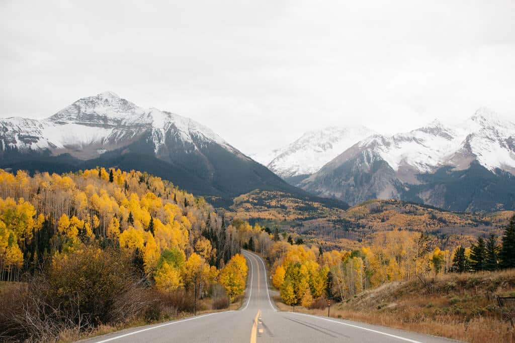 empty road through the mountains